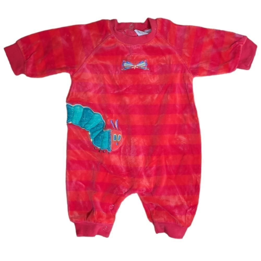 VINTAGE Eric Carle velvet striped‎ The Hungry Catapillar one piece 0-3 months